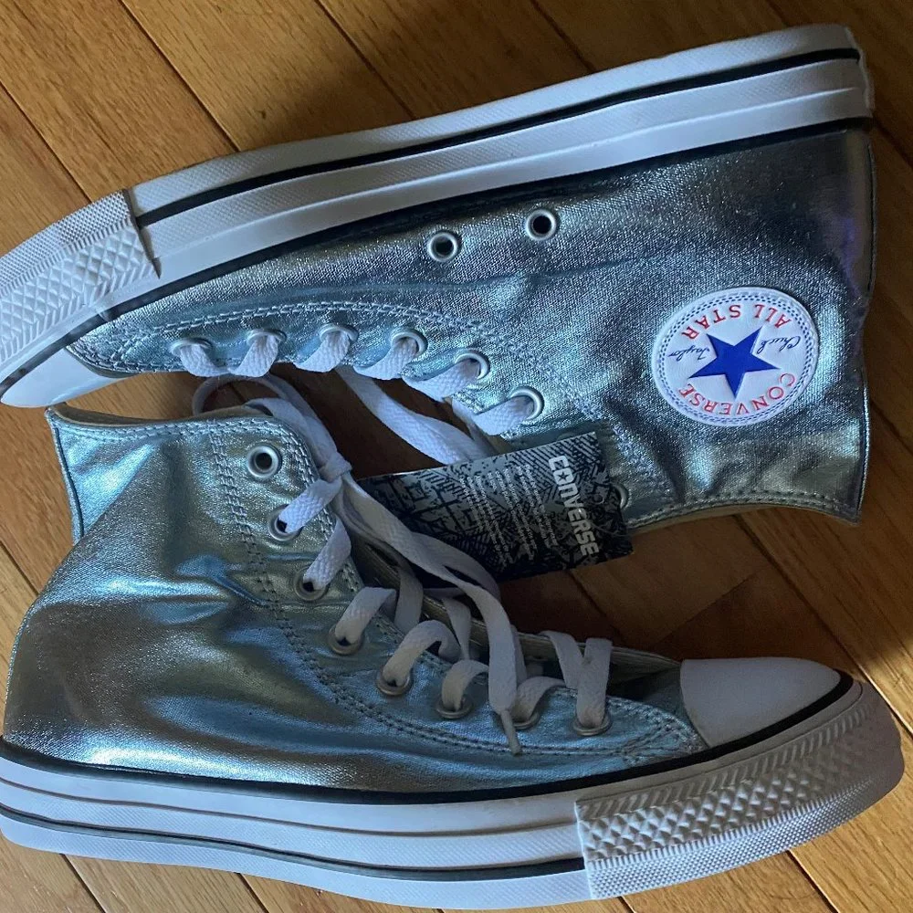 Metallic Unisex Ice Blue Converse - Picture 5 of 6